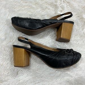 Miz Mooz Veronica Leather Black Shimmer Peep Toe 7.5
